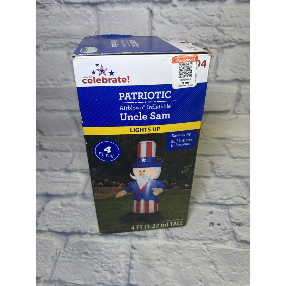 Uncle Sam 4 Foot Airblown Inflatable Patriotic Yard Decor ~ Lights Up July 4th - Picture 5 of 8